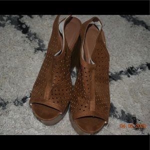 Brown suede wedge heels